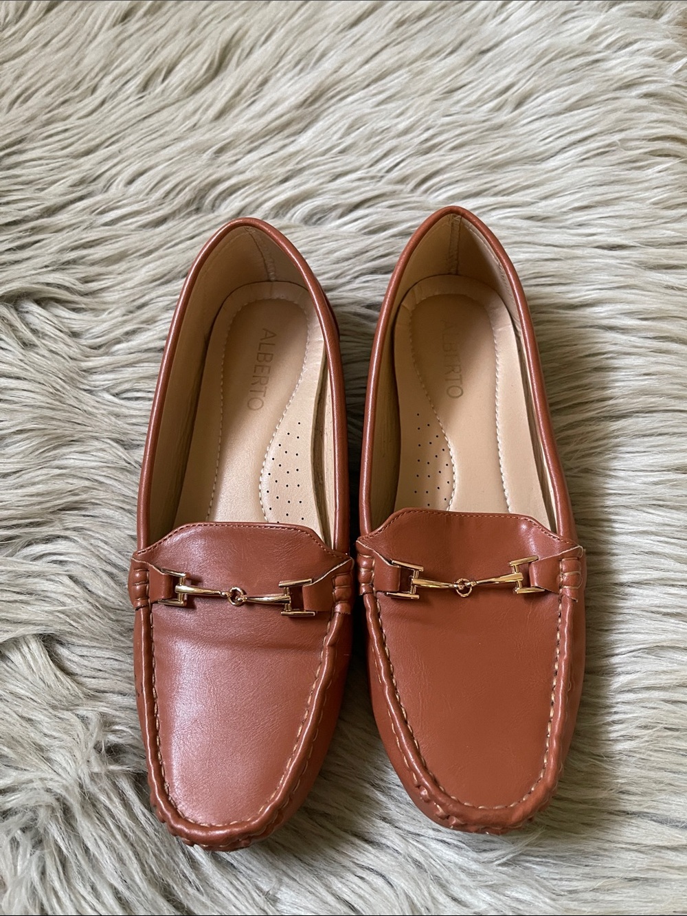 Alberto Tan Leather Bit Loafers for‎ Women